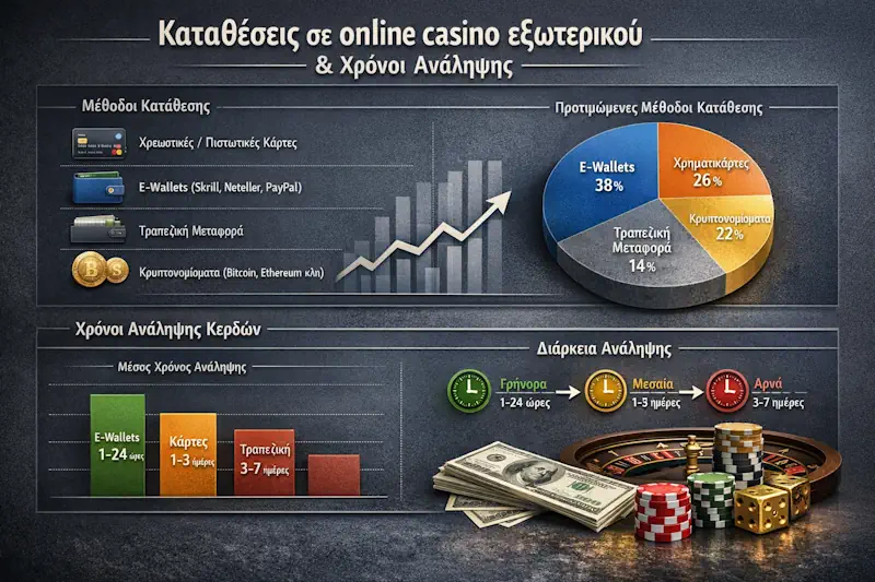 Καταθέσεις σε online casino εξωτερικο και χρόνοι ανάληψης με κάρτες, wallets και crypto για ελληνικά καζίνο