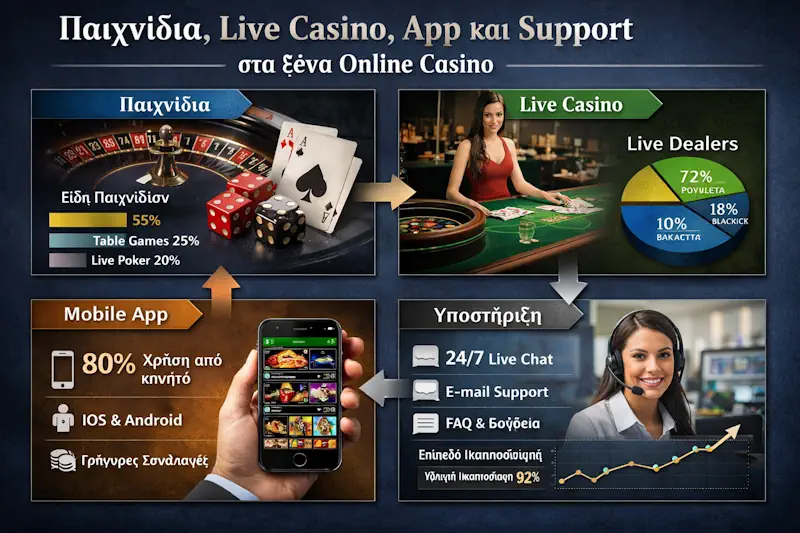 Παιχνίδια, live casino, app και support στα ξενα online casino με RTP clues για ελληνικά online καζίνο