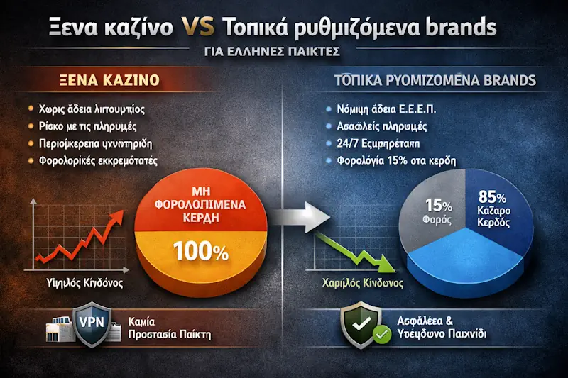 Ξένα καζίνο vs τοπικά ρυθμιζόμενα brands για Έλληνες παίκτες σε σύγκριση με ελληνικά online καζίνο guide