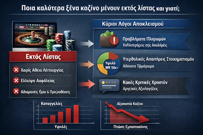 Ποια καλύτερα ξένα καζίνο μένουν εκτός λίστας και γιατί, με red flags για ελληνικά online καζίνο παικτών