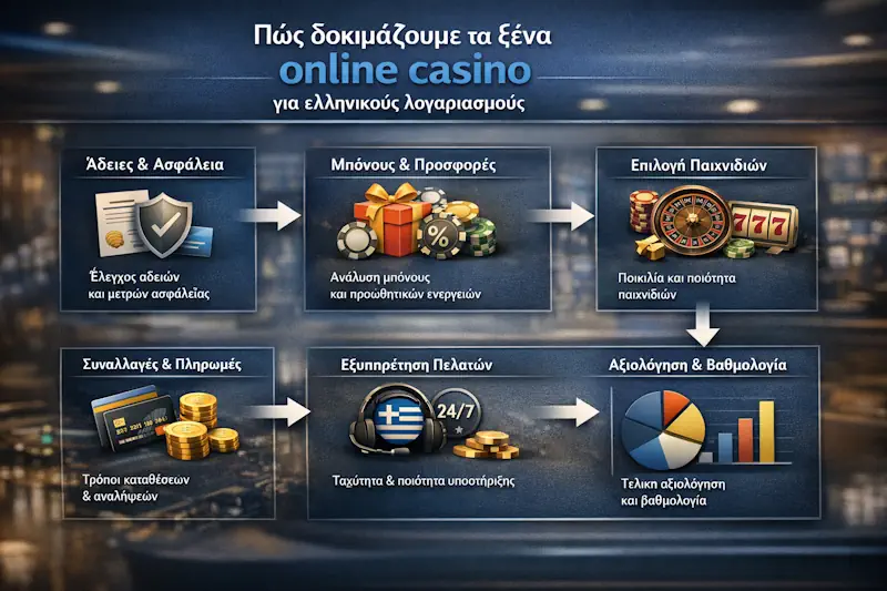 Πώς δοκιμάζουμε τα ξενα online casino για ελληνικούς λογαριασμούς με έλεγχο KYC, πληρωμών και bonus καζίνο